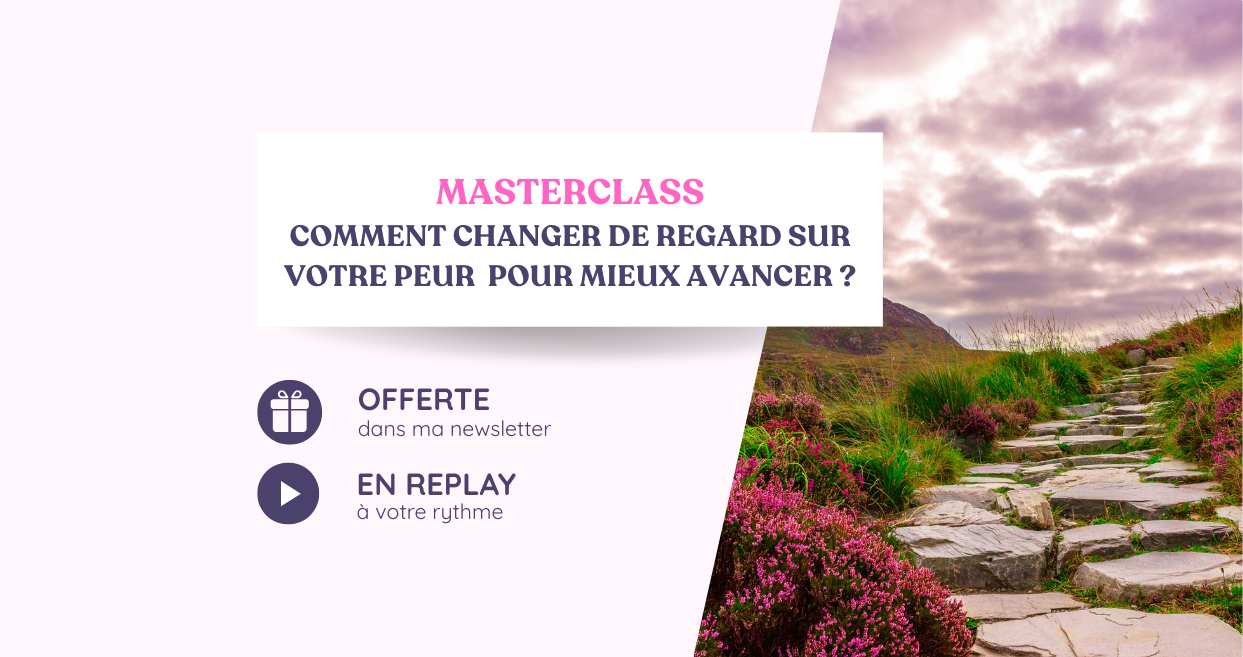 Cette bannière de blog présente la masterclass sur les peurs offerte dans la newsletter de Jessica Delarose